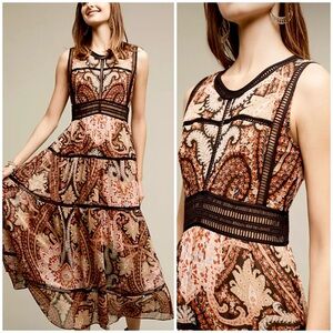 Anthropologie Dress Ranna Gill Claudette Dark Romance Garden Feminine Maxi 0